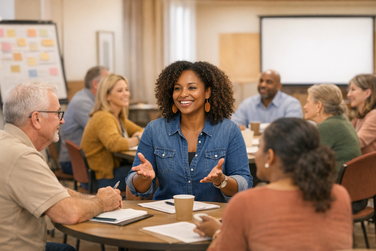 Adina facilitating a public workshop for community members