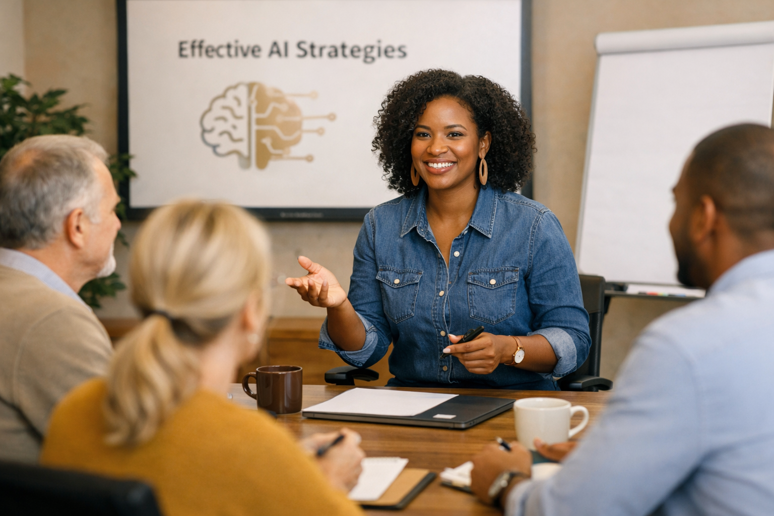 Adina leading a staff training session with colleagues